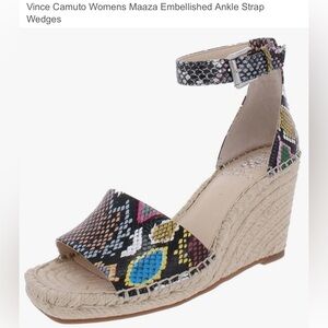 Brand New Vince Camuto Womens Maaza Embellished Ankle Strap Wedges 9 1/2M